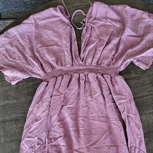 Purple slitted flowy dress